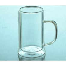 High Quality Double Wall Borosilicate Clear Glass Tea Cup with Handle